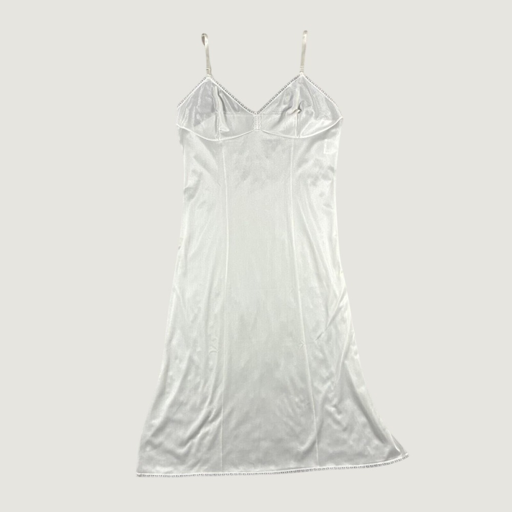 Vintage 70s FAI Full Slip Size 34 White Nylon Lace Trim Made in USA ILGWU